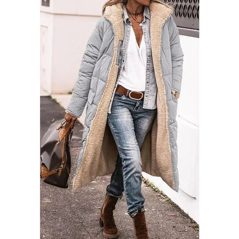 Long Puffer Coat | Hooded | Fleece Lined | Puffer Jacket | Long Winter Jackets for Women-Grace Aura