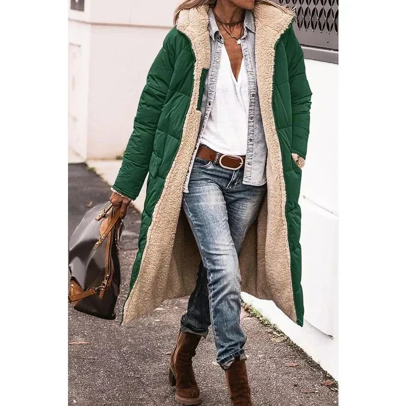 Long Puffer Coat | Hooded | Fleece Lined | Puffer Jacket | Long Winter Jackets for Women-Grace Aura