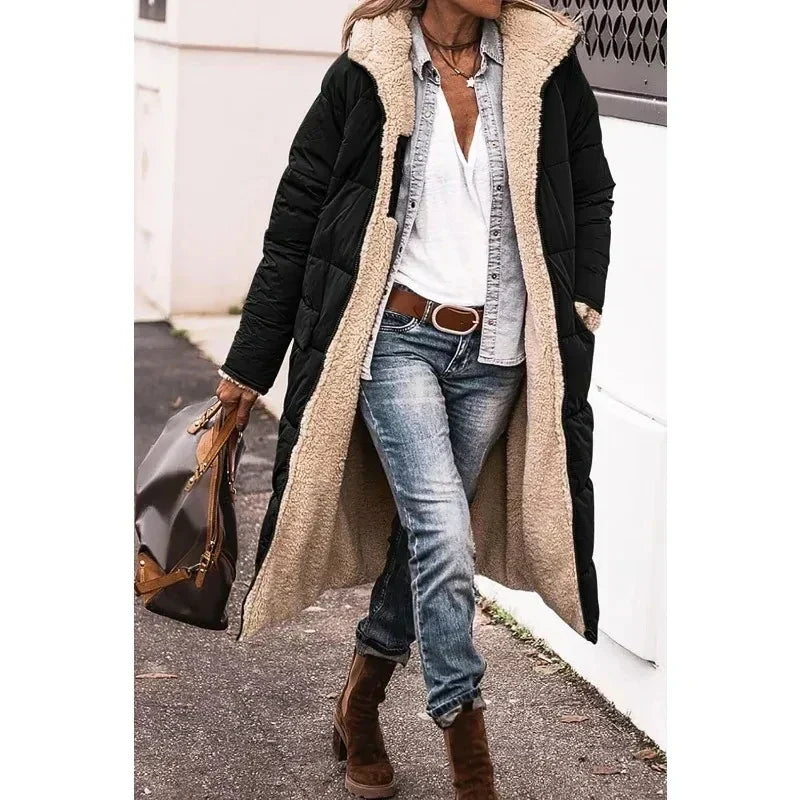 Long Puffer Coat | Hooded | Fleece Lined | Puffer Jacket | Long Winter Jackets for Women-Grace Aura