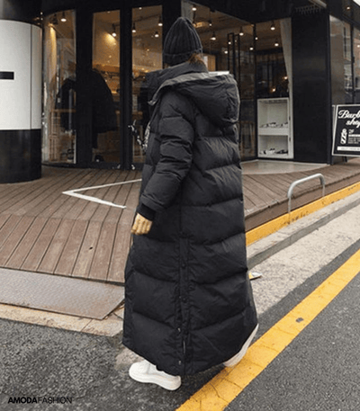 Long Puffer Coat - Hooded - Oversized - Ladies Long Puffer Jacket - Women's Winter Coat-Grace Aura