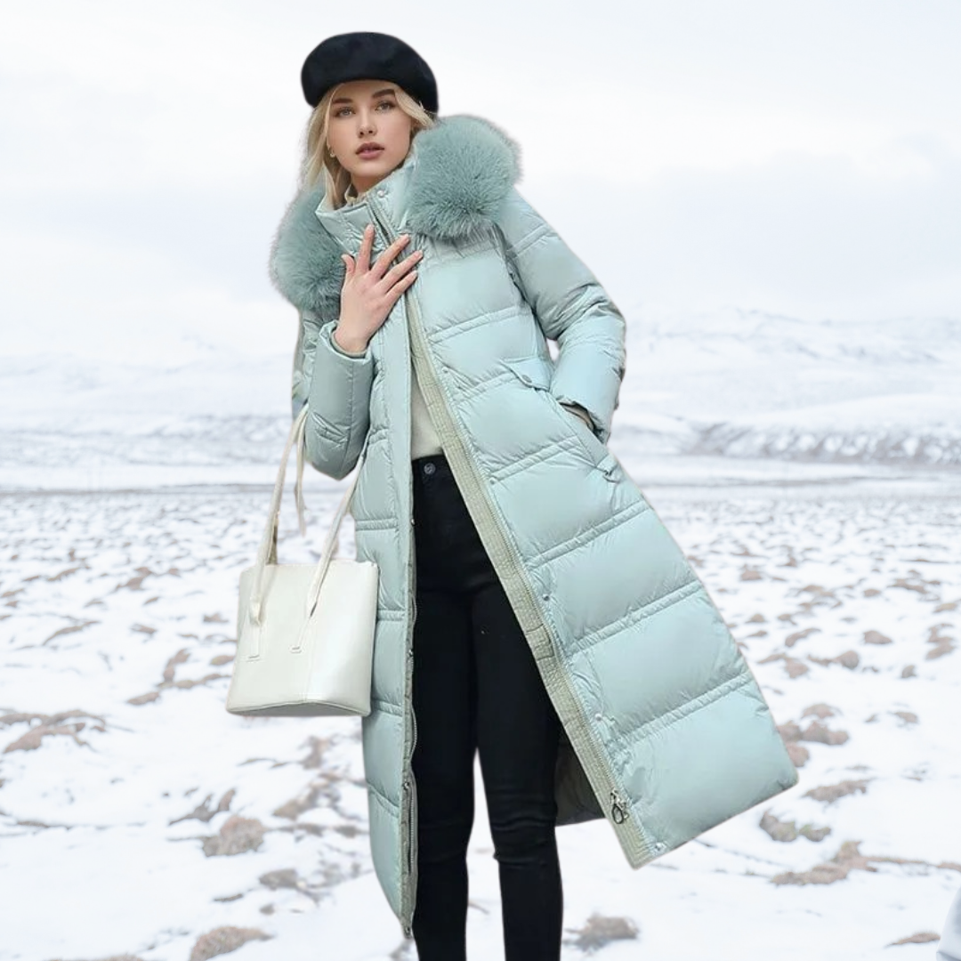 Long Puffer Coat | Padded | Fur Collar | Long Winter Jackets for Women | Ladies Overcoat-Grace Aura