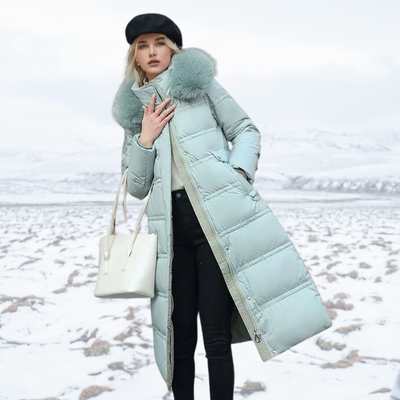 Long Puffer Coat | Padded | Fur Collar | Long Winter Jackets for Women | Ladies Overcoat-Grace Aura