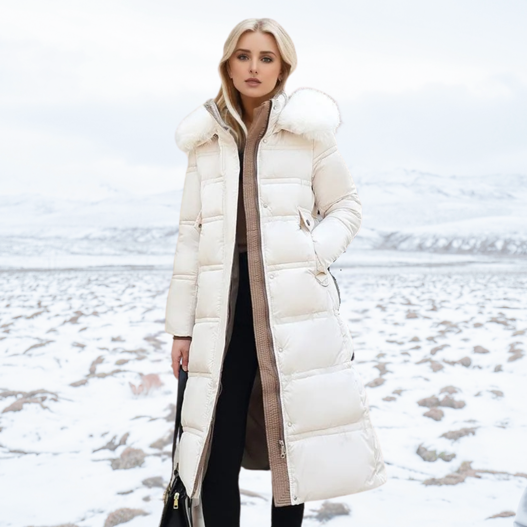 Long Puffer Coat | Padded | Fur Collar | Long Winter Jackets for Women | Ladies Overcoat-Grace Aura