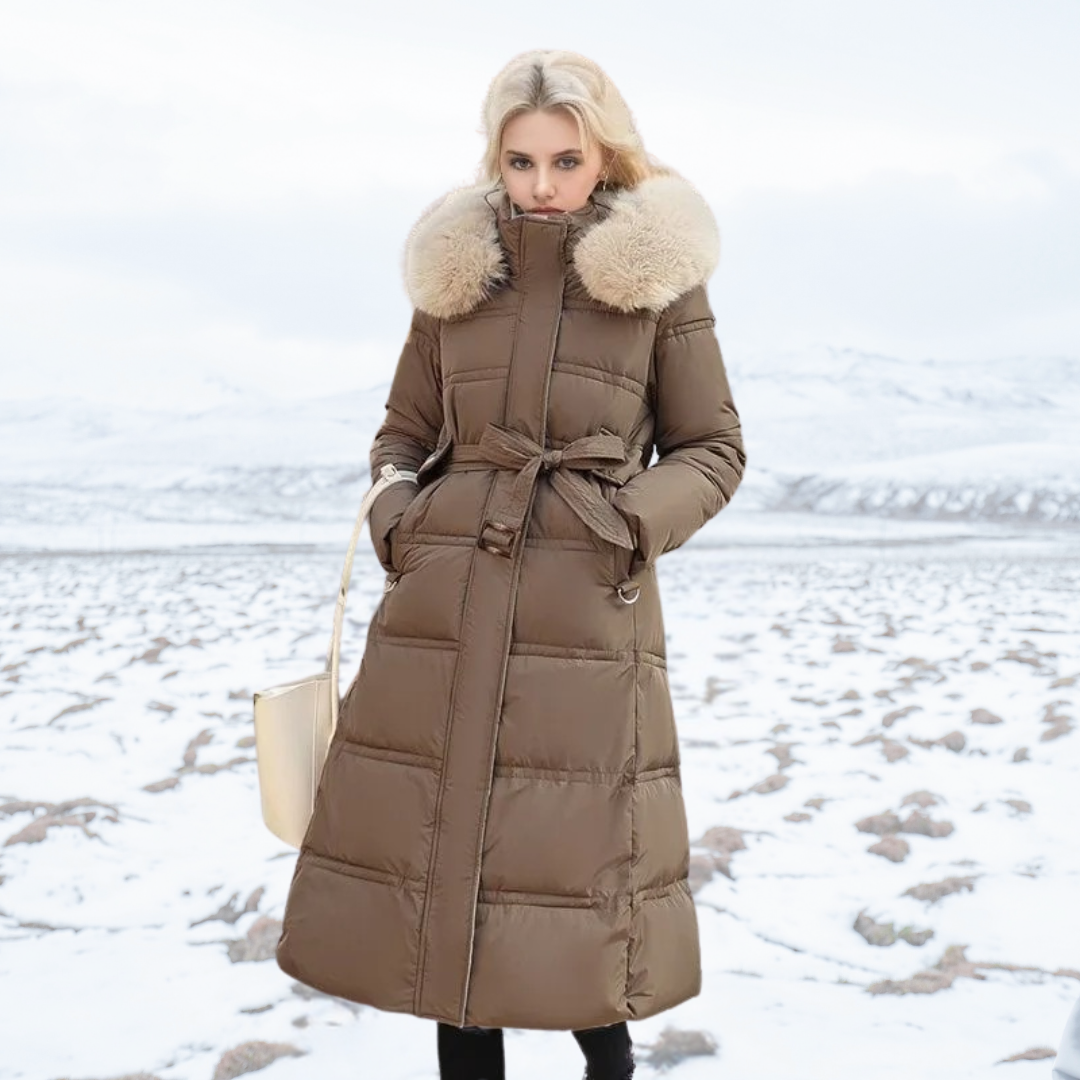 Long Puffer Coat | Padded | Fur Collar | Long Winter Jackets for Women | Ladies Overcoat-Grace Aura