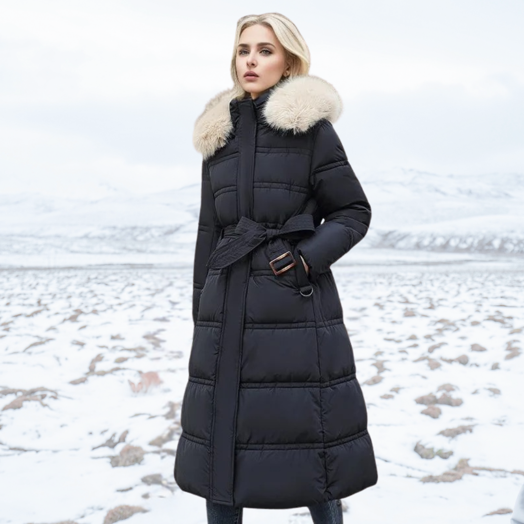 Long Puffer Coat | Padded | Fur Collar | Long Winter Jackets for Women | Ladies Overcoat-Grace Aura
