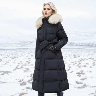 Long Puffer Coat | Padded | Fur Collar | Long Winter Jackets for Women | Ladies Overcoat-Grace Aura