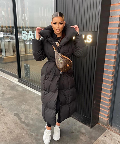 Long Puffer Coat | Warm | Belt | Padded Coat | Women's Long Winter Coat-Grace Aura