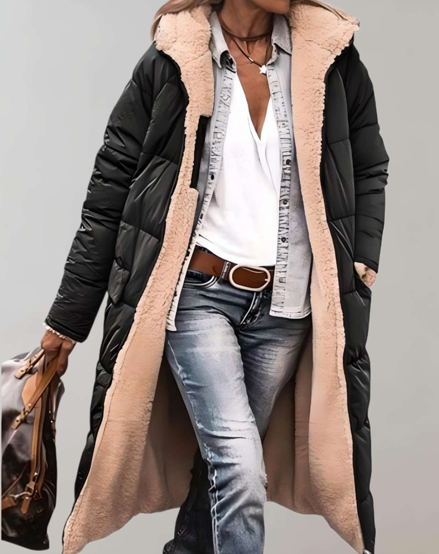 Long Puffer Coat | Warm | Fleece Lined | Winter Coat | Long Overcoat Women-Grace Aura