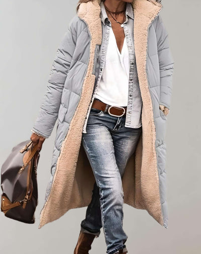 Long Puffer Coat | Warm | Fleece Lined | Winter Coat | Long Overcoat Women-Grace Aura