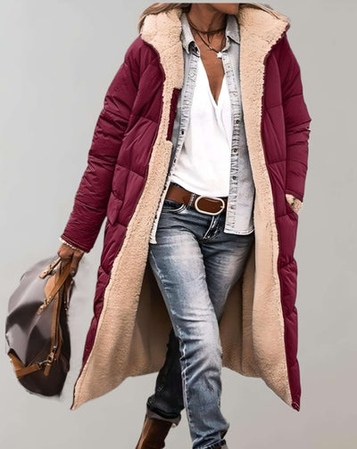 Long Puffer Coat | Warm | Fleece Lined | Winter Coat | Long Overcoat Women-Grace Aura
