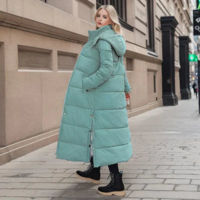 Long Puffer Jacket - Warm - Hooded - Ladies Padded Coat - Long Winter Coat Women-Grace Aura