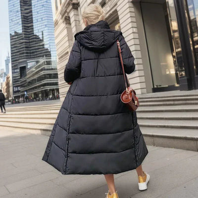 Long Puffer Jacket - Warm - Hooded - Ladies Padded Coat - Long Winter Coat Women-Grace Aura
