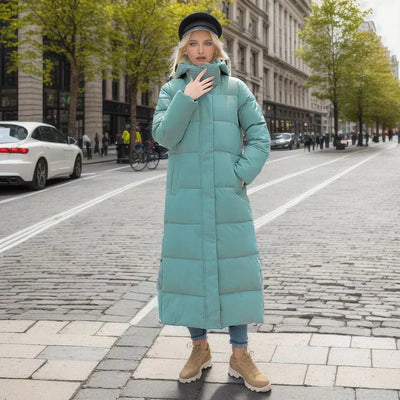 Long Puffer Jacket - Warm - Hooded - Ladies Padded Coat - Long Winter Coat Women-Grace Aura