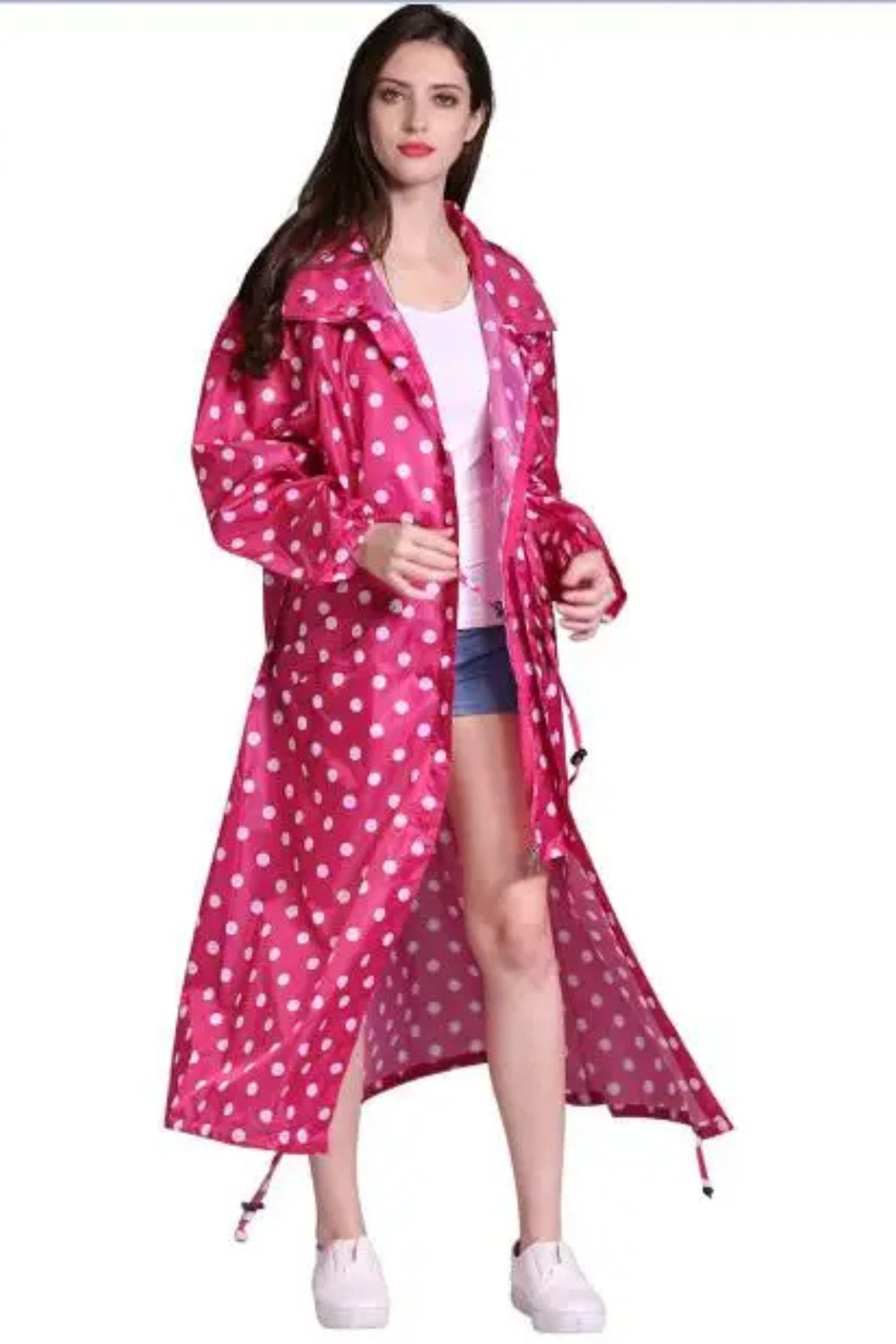 Long Raincoat | Hooded | Drawstring Waist | Rain Jacket | Ladies Long Waterproof Coat-Grace Aura