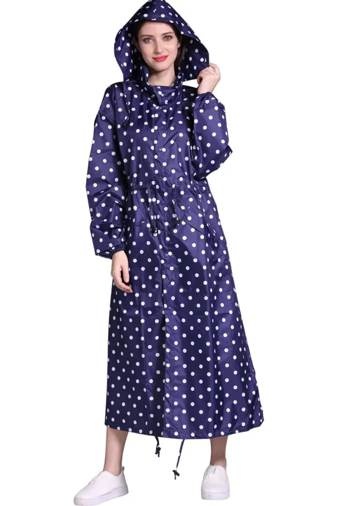 Long Raincoat | Hooded | Drawstring Waist | Rain Jacket | Ladies Long Waterproof Coat-Grace Aura