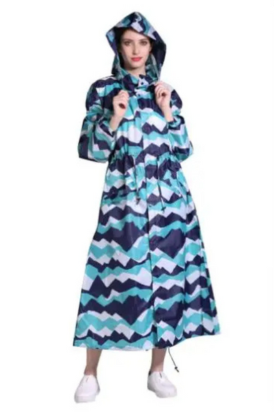 Long Raincoat | Hooded | Drawstring Waist | Rain Jacket | Ladies Long Waterproof Coat-Grace Aura