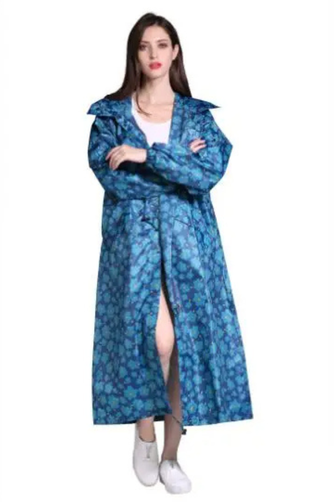 Long Raincoat | Hooded | Drawstring Waist | Rain Jacket | Ladies Long Waterproof Coat-Grace Aura