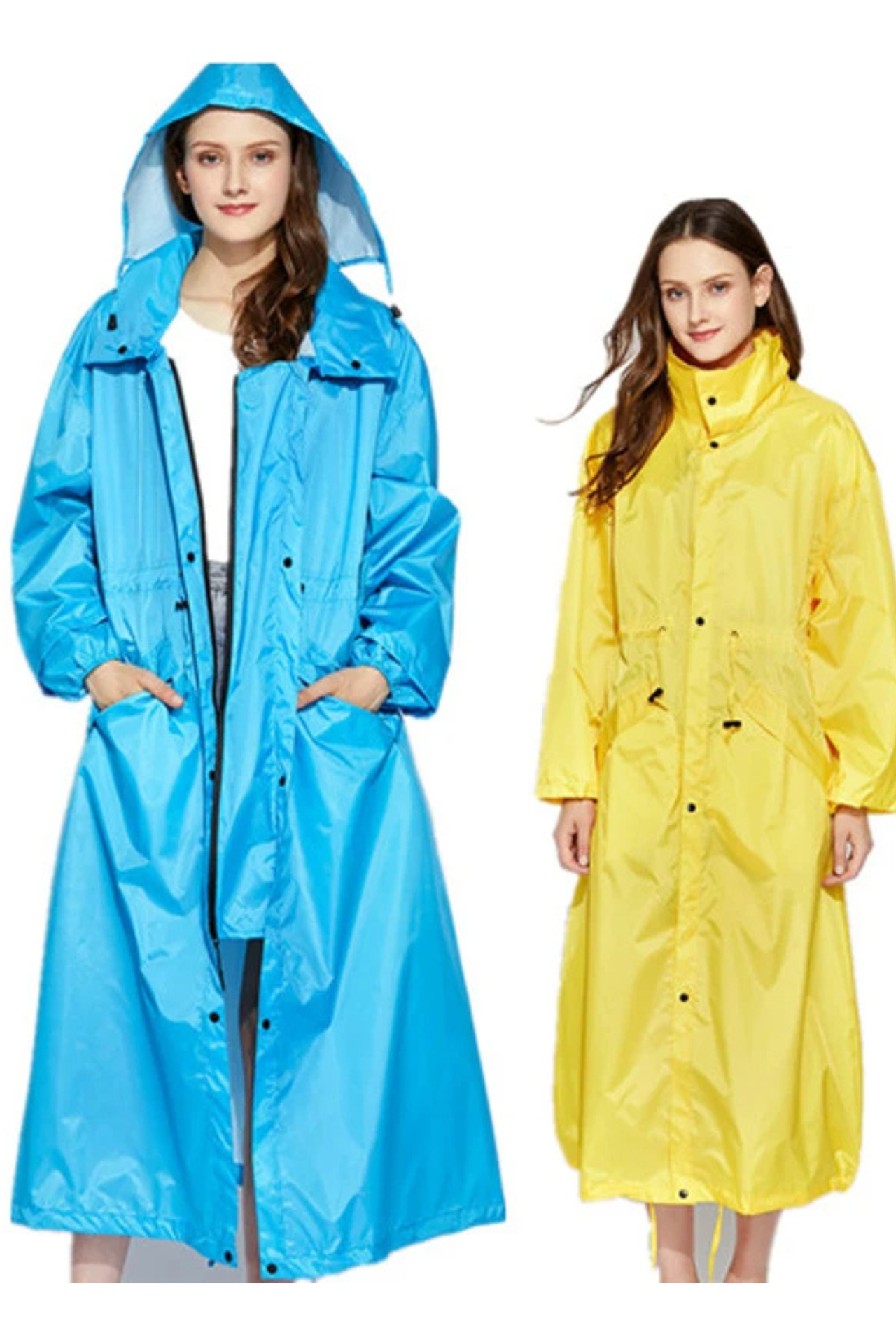 Long Raincoat | Hooded | Drawstring Waist | Rain Jacket | Ladies Long Waterproof Coat-Grace Aura