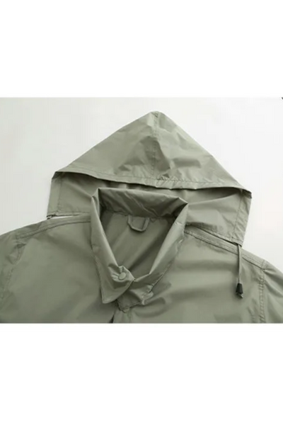 Long Raincoat | Hooded | Drawstring Waist | Rain Jacket | Ladies Long Waterproof Coat-Grace Aura