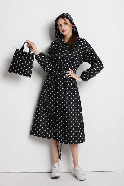 Long Raincoat | Hooded | Drawstring Waist | Rain Jacket | Ladies Long Waterproof Coat-Grace Aura