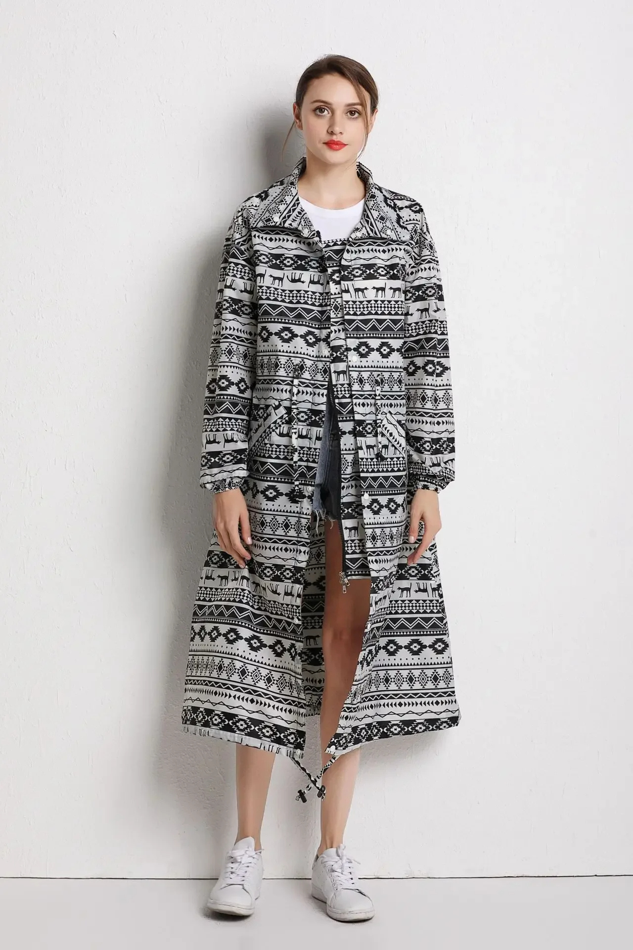 Long Raincoat | Hooded | Drawstring Waist | Rain Jacket | Ladies Long Waterproof Coat-Grace Aura