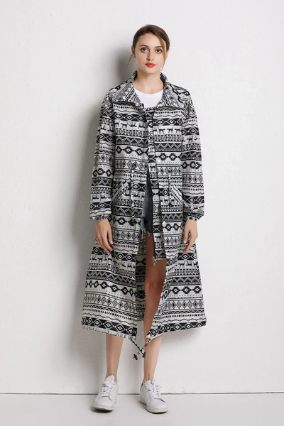 Long Raincoat | Hooded | Drawstring Waist | Rain Jacket | Ladies Long Waterproof Coat-Grace Aura