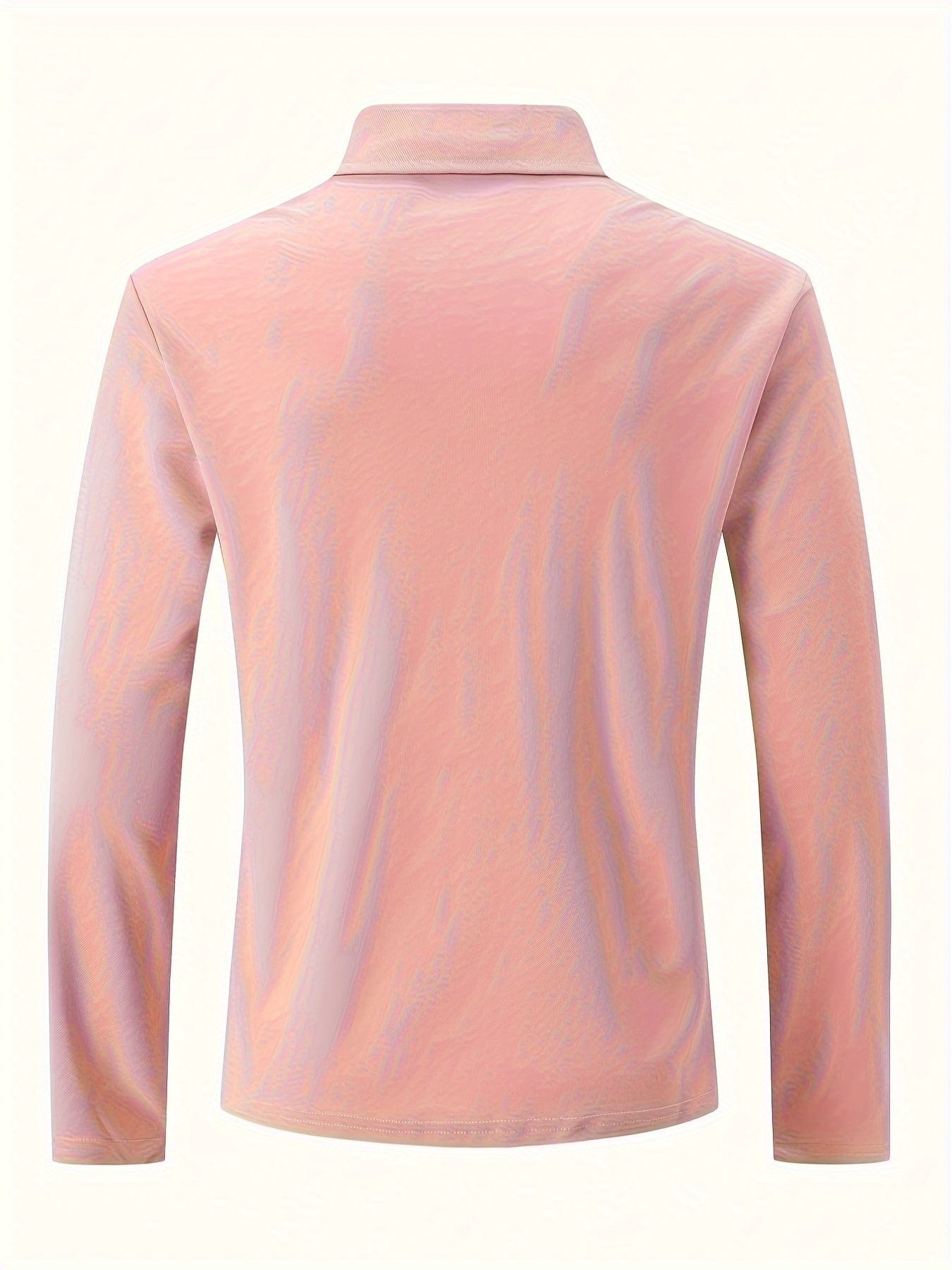 Long Sleeve Polo Shirt - Men's Plain Collared Button Neck Polo Shirt-Grace Aura