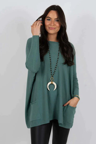 Long Sweater | Loose Fit | Pockets | Oversized Jumper | Women's Knitwear-Grace Aura