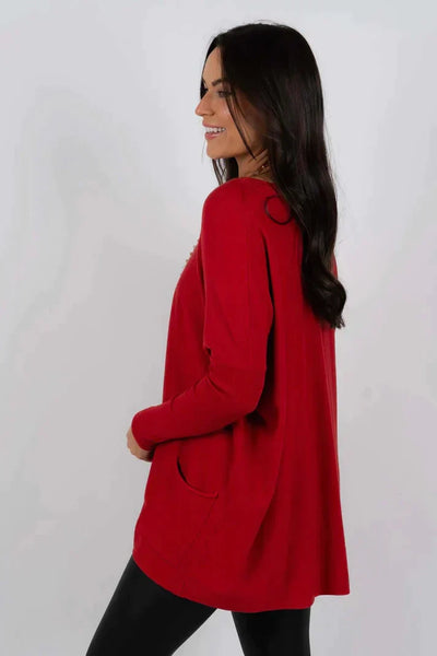 Long Sweater | Loose Fit | Pockets | Oversized Jumper | Women's Knitwear-Grace Aura