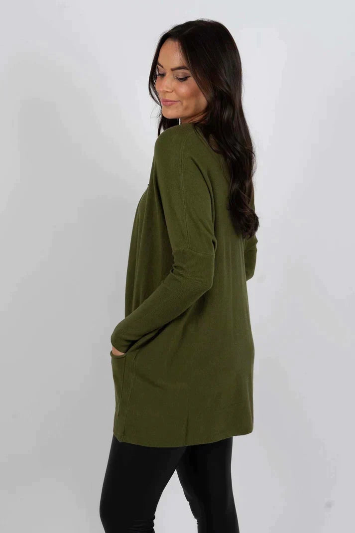 Long Sweater | Loose Fit | Pockets | Oversized Jumper | Women's Knitwear-Grace Aura