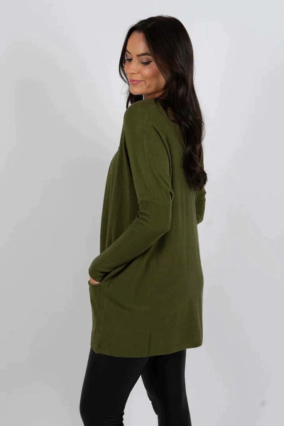 Long Sweater | Loose Fit | Pockets | Oversized Jumper | Women's Knitwear-Grace Aura
