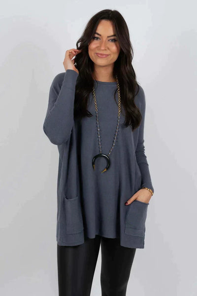 Long Sweater | Loose Fit | Pockets | Oversized Jumper | Women's Knitwear-Grace Aura