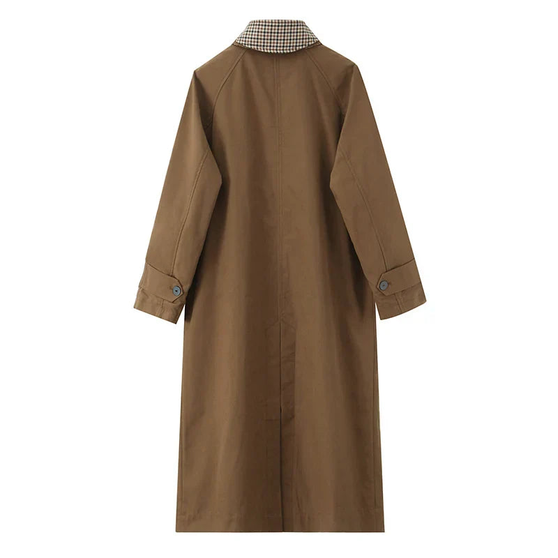Long Trench Coat - Women's Single Breasted Oversized Trench Coat-Grace Aura