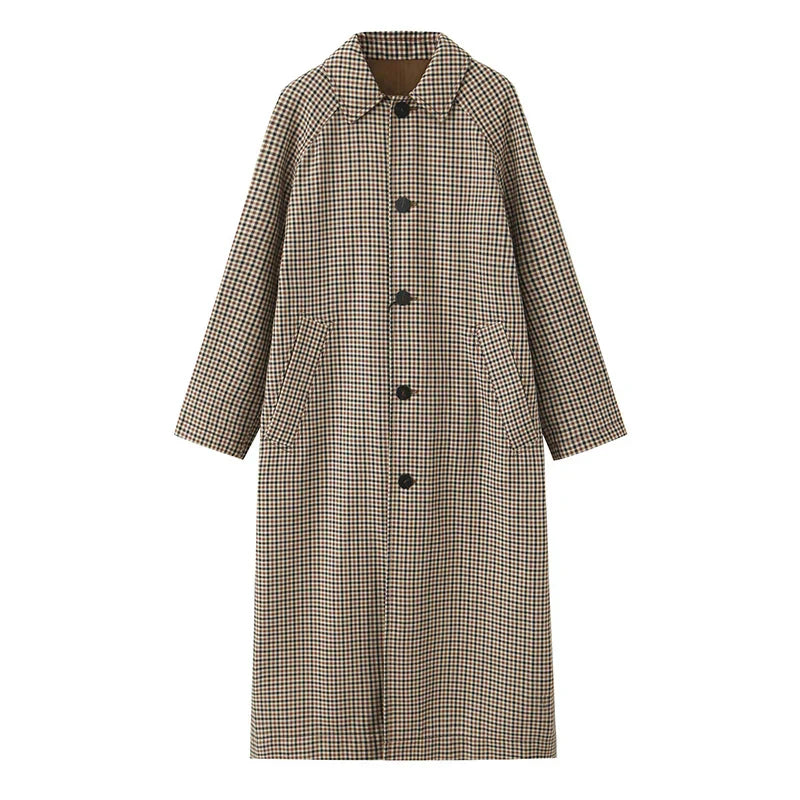 Long Trench Coat - Women's Single Breasted Oversized Trench Coat-Grace Aura