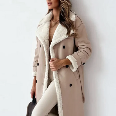 Long Winter Coat - Women's Double Breasted Winter Trench Coat with Belt-Grace Aura