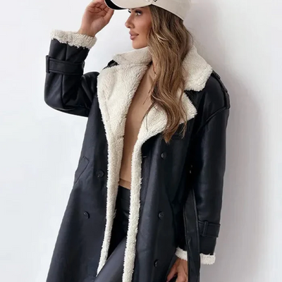 Long Winter Coat - Women's Double Breasted Winter Trench Coat with Belt-Grace Aura