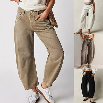 Loose Fit Jeans - Low Rise - Low Waist - Baggy Jeans - Women's Jeans-Grace Aura
