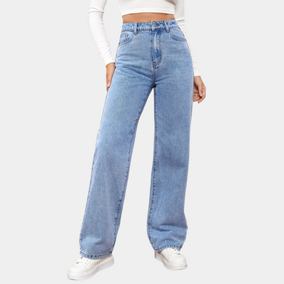 Loose Fit Jeans - Straight Leg - Relaxed Fit - High Waisted Jeans - Women's Jeans-Grace Aura