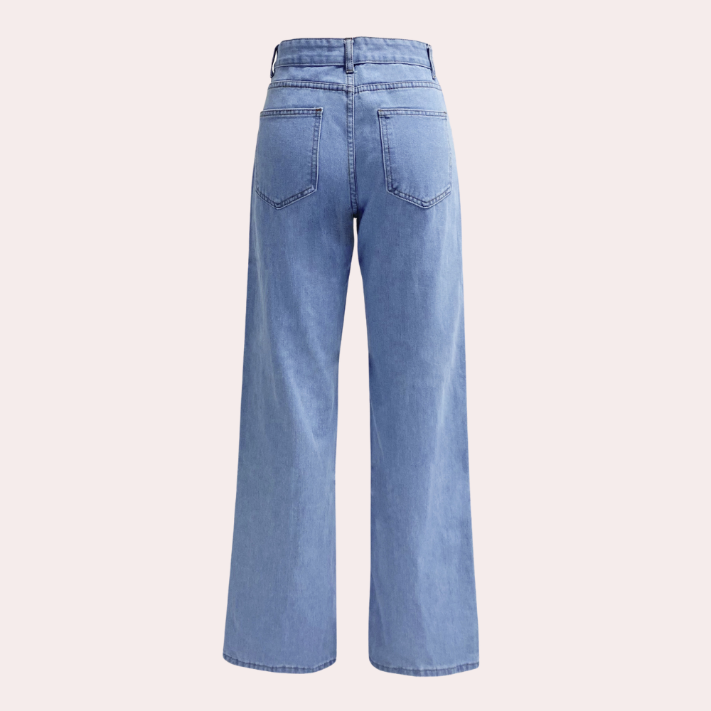 Loose Fit Jeans - Straight Leg - Relaxed Fit - High Waisted Jeans - Women's Jeans-Grace Aura