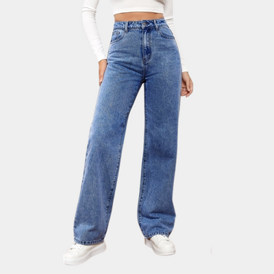Loose Fit Jeans - Straight Leg - Relaxed Fit - High Waisted Jeans - Women's Jeans-Grace Aura