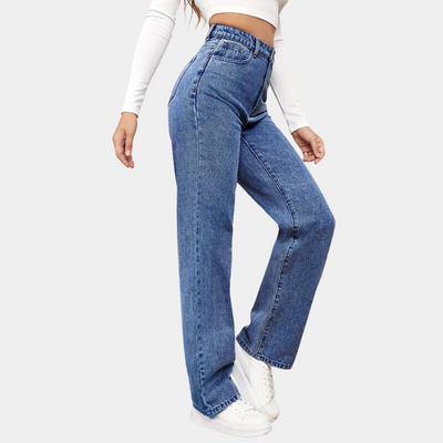 Loose Fit Jeans - Straight Leg - Relaxed Fit - High Waisted Jeans - Women's Jeans-Grace Aura