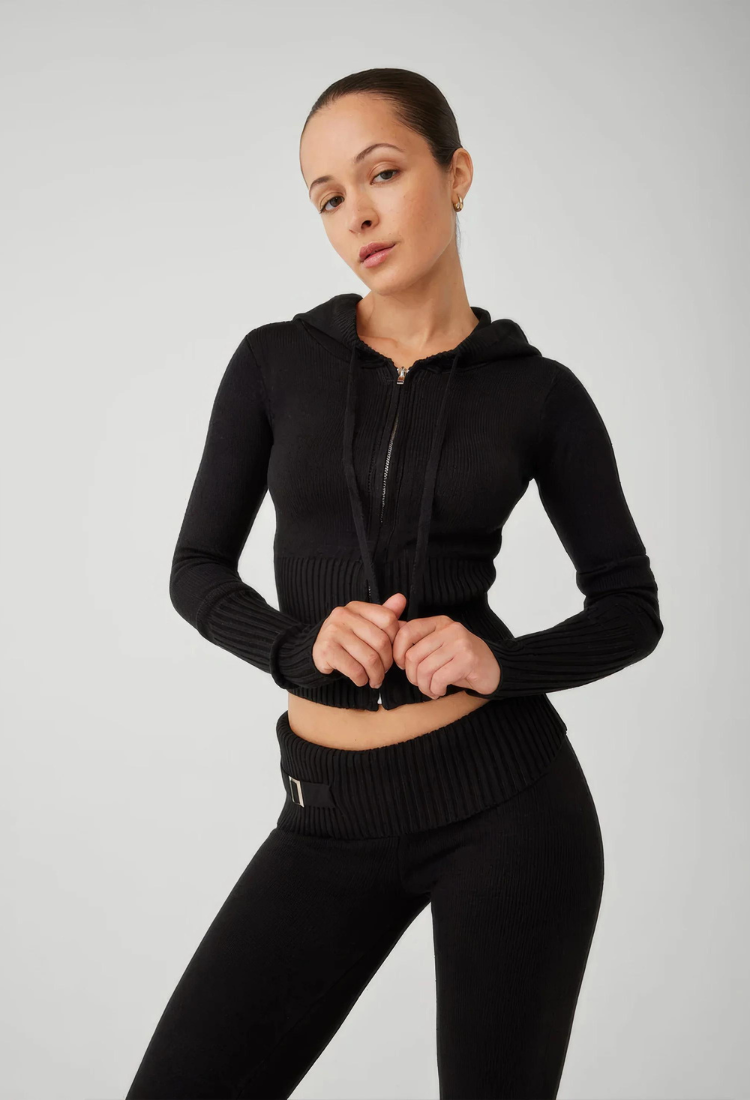 Lounge Set | Zip-Up | Hooded | Knit Two-Piece Set | Women's Loungewear-Grace Aura