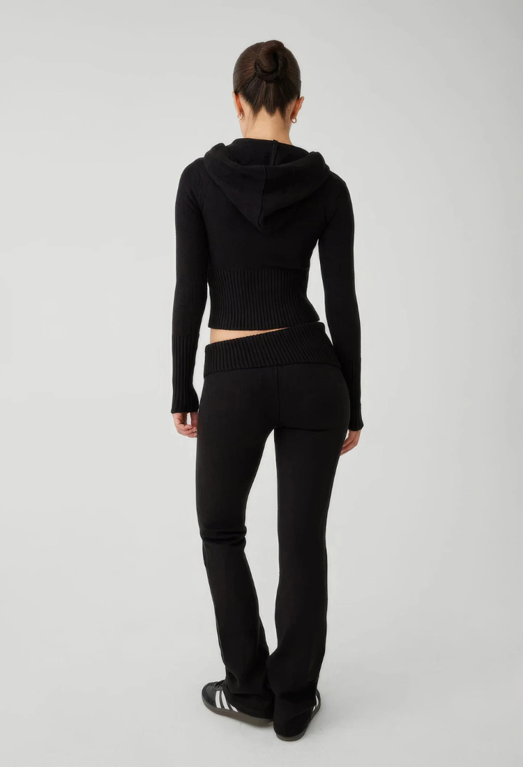 Lounge Set | Zip-Up | Hooded | Knit Two-Piece Set | Women's Loungewear-Grace Aura