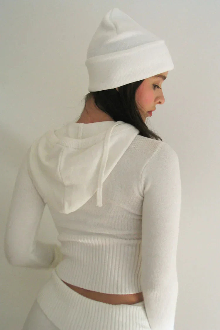 Lounge Set | Zip-Up | Hooded | Knit Two-Piece Set | Women's Loungewear-Grace Aura