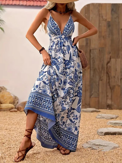Maxi Dress, Backless, Floral Summer Dress, Sundresses-Grace Aura