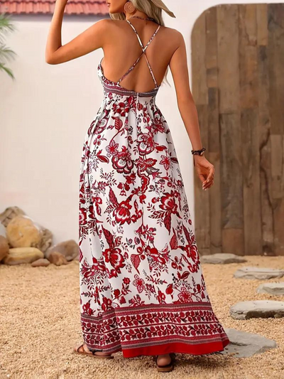 Maxi Dress, Backless, Floral Summer Dress, Sundresses-Grace Aura