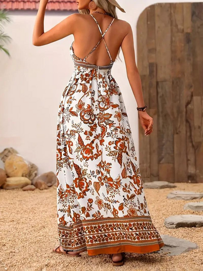 Maxi Dress, Backless, Floral Summer Dress, Sundresses-Grace Aura