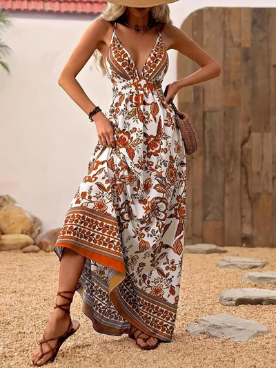 Maxi Dress, Backless, Floral Summer Dress, Sundresses-Grace Aura