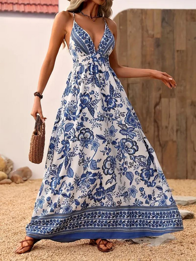 Maxi Dress, Backless, Floral Summer Dress, Sundresses-Grace Aura