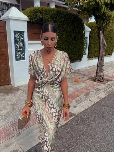 Maxi Dress | Butterfly Sleeve | V-Neck | Elegant Dress | Cocktail Dress-Grace Aura